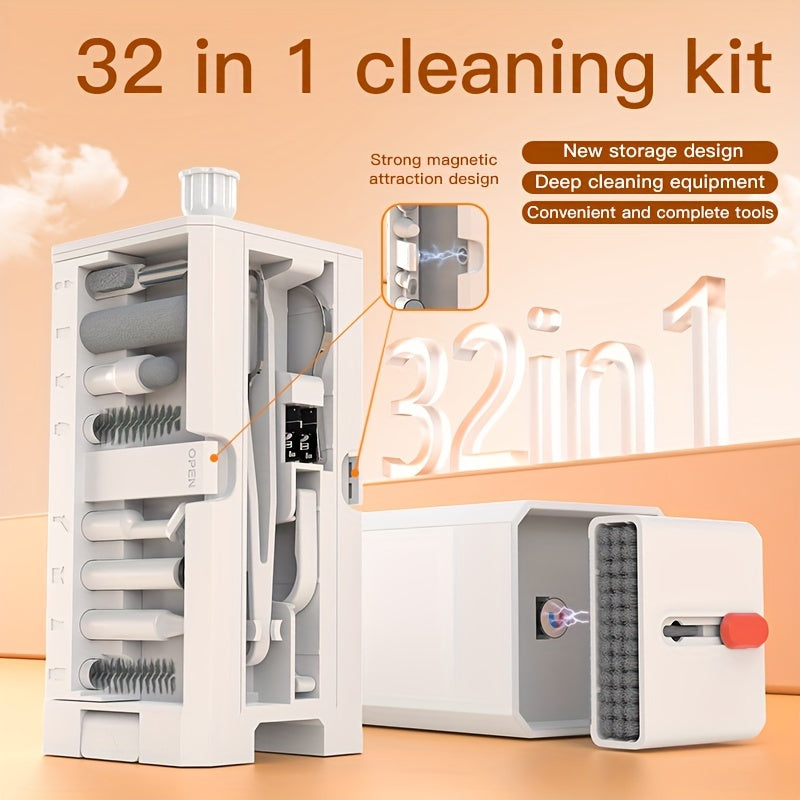 32-In-1 Keyboard and Device Cleaning Kit with Brushes for Phones, Cameras, and Tablets