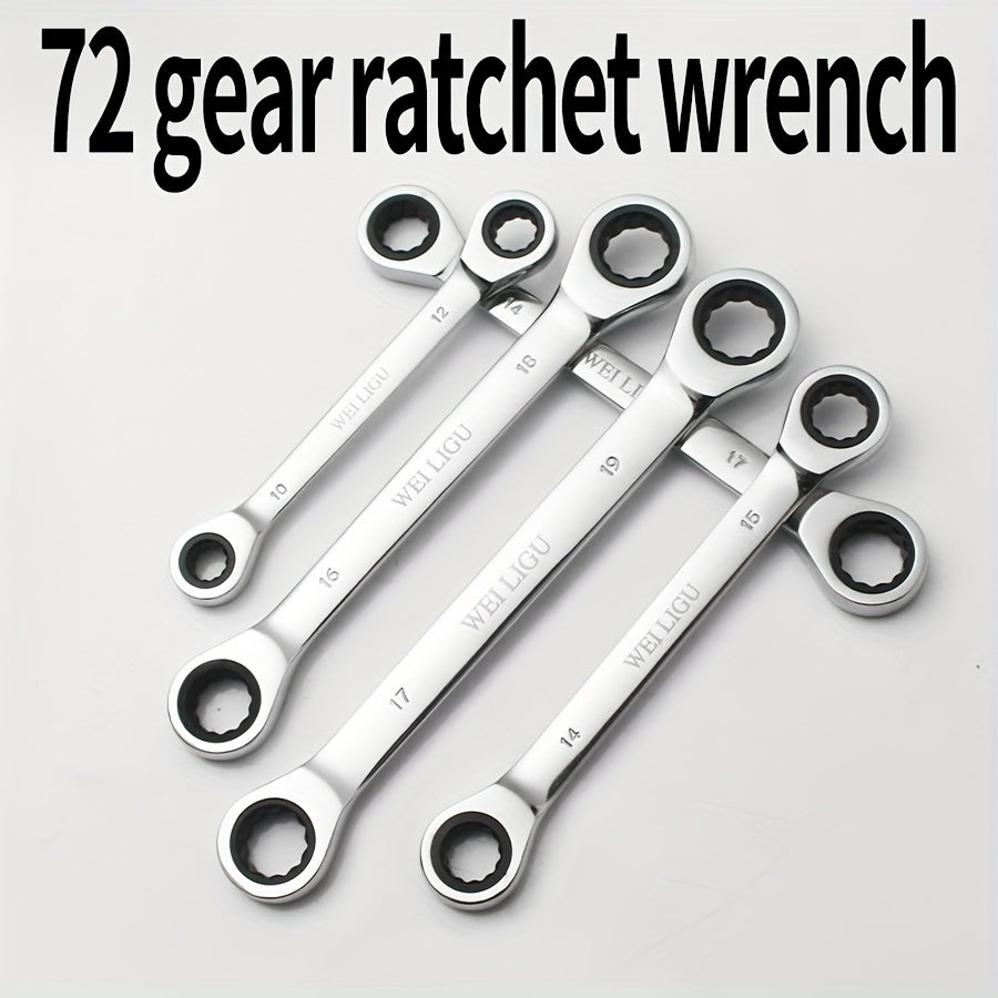 72 Tooth Ratchet Wrench Set Chrome Steel Double End 10-17mm Automotive