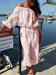 Mono de mujer de talla grande con hombros descubiertos y pantalón ancho, transpirable y casual para verano