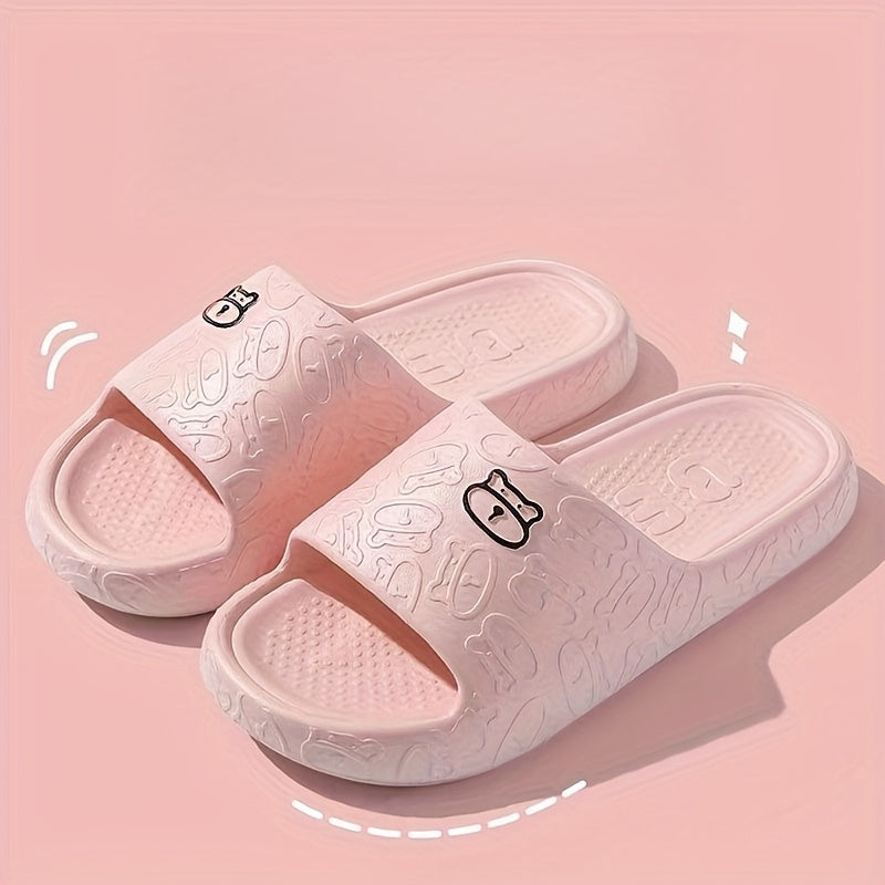Women's Summer Bear Print Indoor Soft Sole Slippers Home Casual Slides
