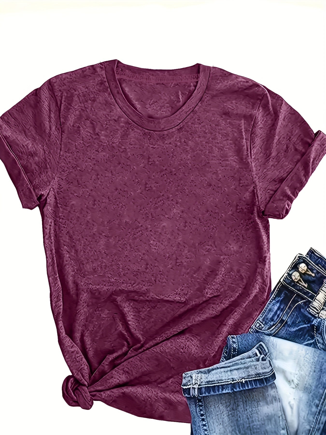 Women Short Sleeve T-Shirts 5 Pack Solid Colors Summer Casual Everyday