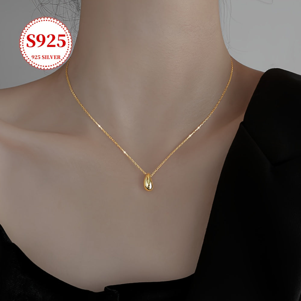 Sterling Silver Teardrop Necklace for Women 18K Gold Plated Minimalist Jewelry