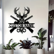 Personalized Deer Wall Art Metal Wildlife Hanging Decor Black Hunting Theme Home Kitchen