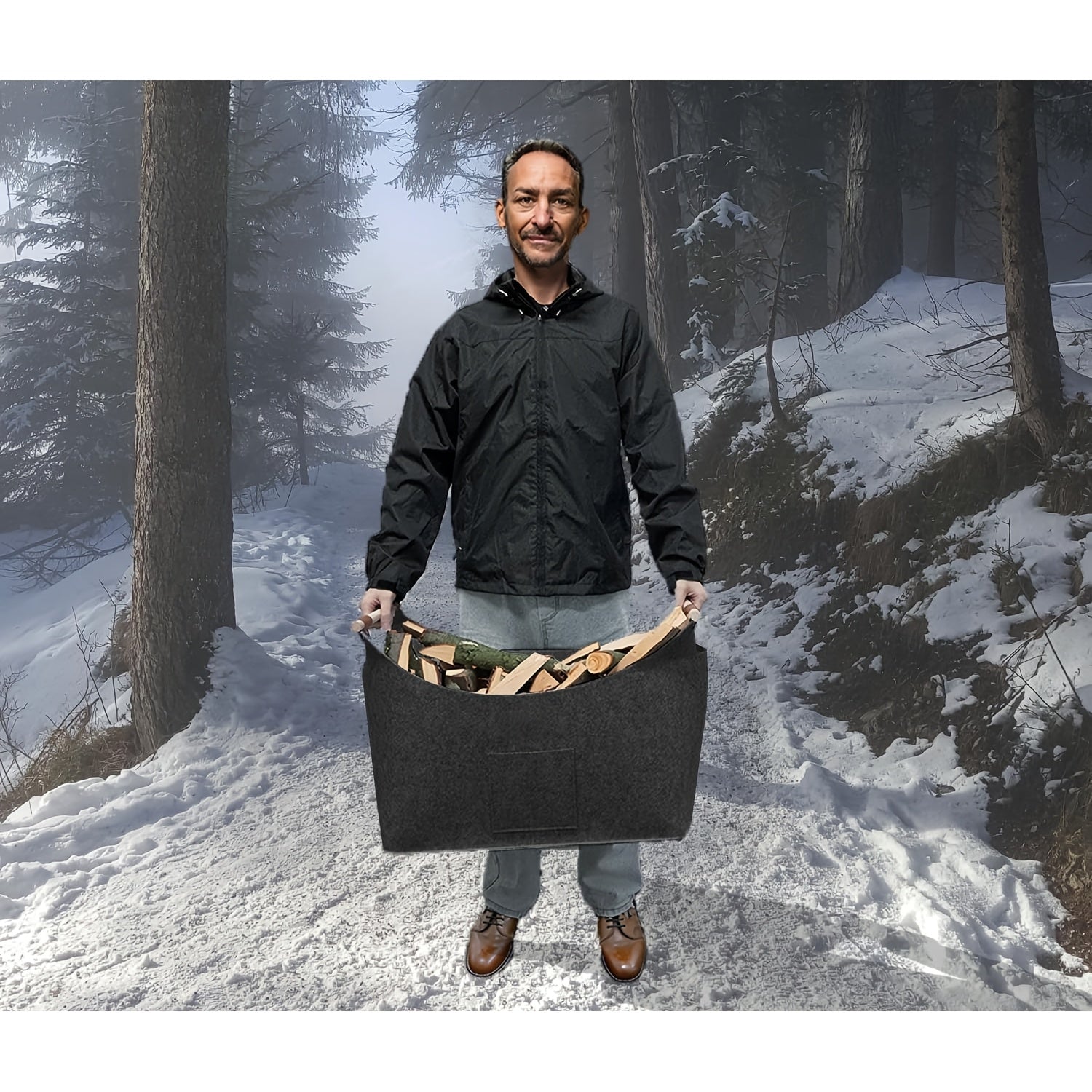 Katta o‘raladigan filьt olov savati 55L, tutqichlar bilan, ichki o‘rinda yog‘och saqlash uchun