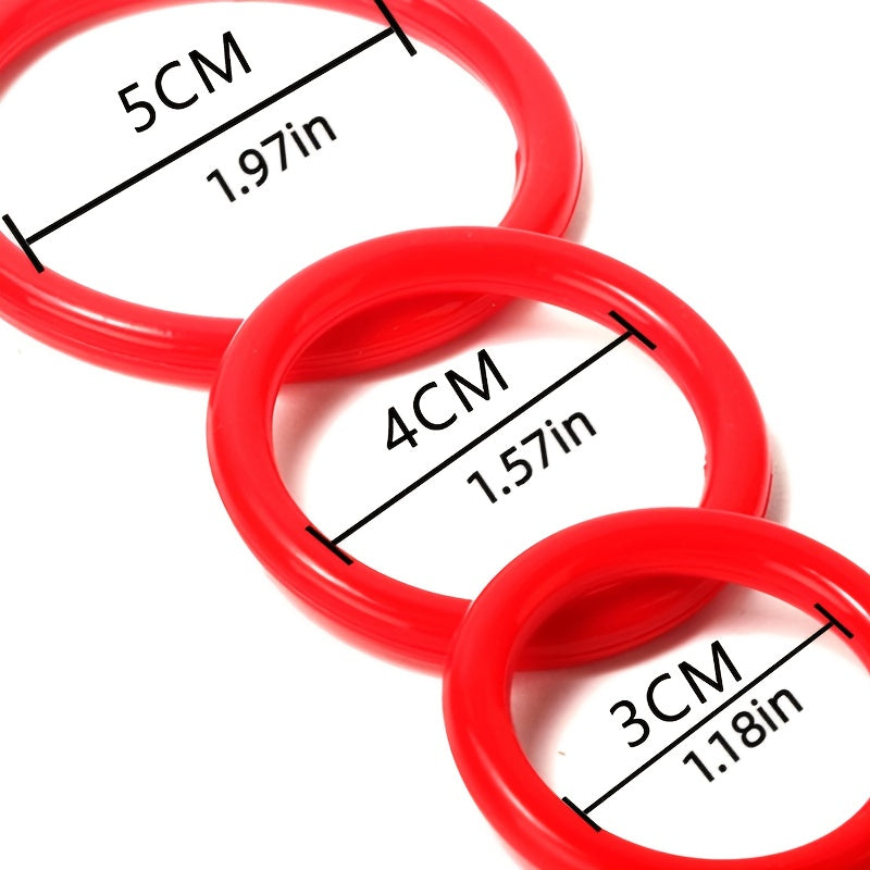 Unisex PVC Penis Rings 3pcs Set Medium Stretch Uncharged Sex Toy