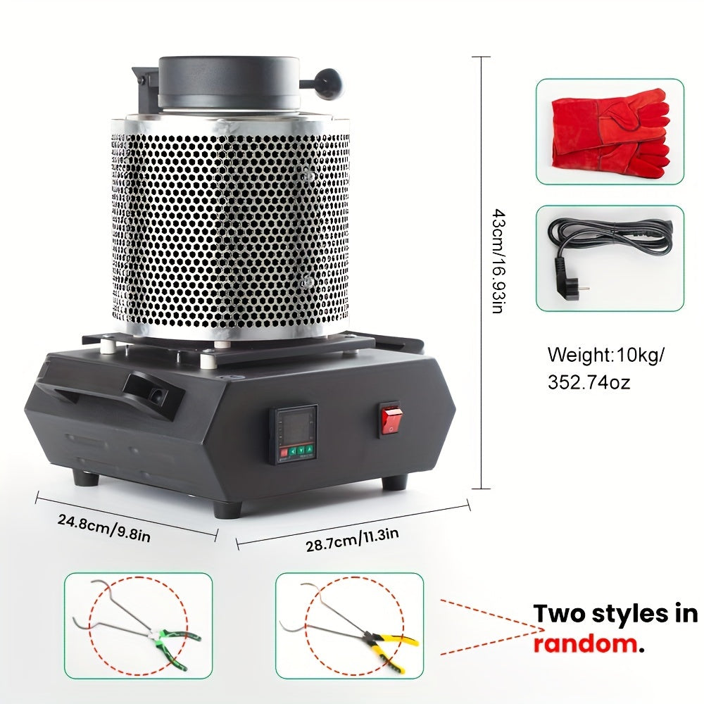 3kg Metal Melting Furnace Kit with Stainless Steel Crucible and Ceramic Insulation