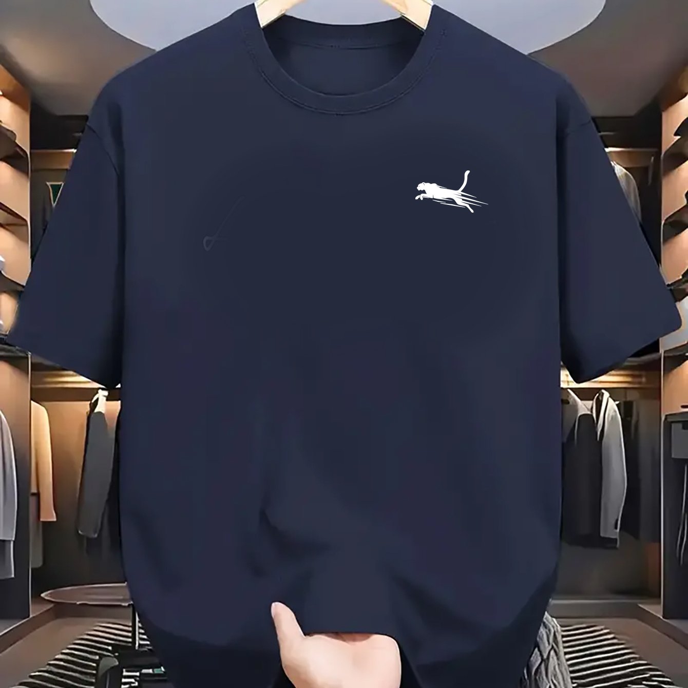 Мужская футболка большого размера из полиэстера с черным геометрическим принтом для повседневных спортивных летних прогулок