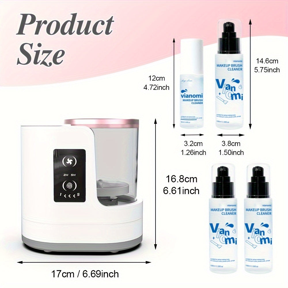 Electric Makeup Brush Cleaner Kit with UV Light Timer and Air-Dry Function