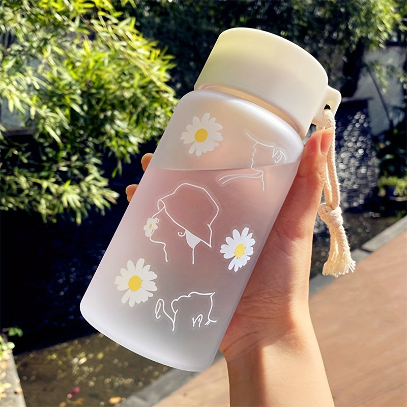 Cute Daisy Flower Water Bottle Plastic Cup for Travel and Gifts