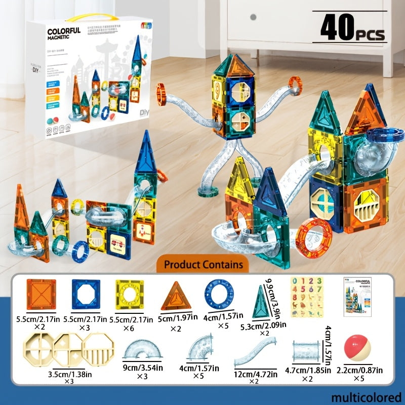 Mini Marble Track Set for Kids 3-8 Magnetic Building Blocks STEM Educational Toy