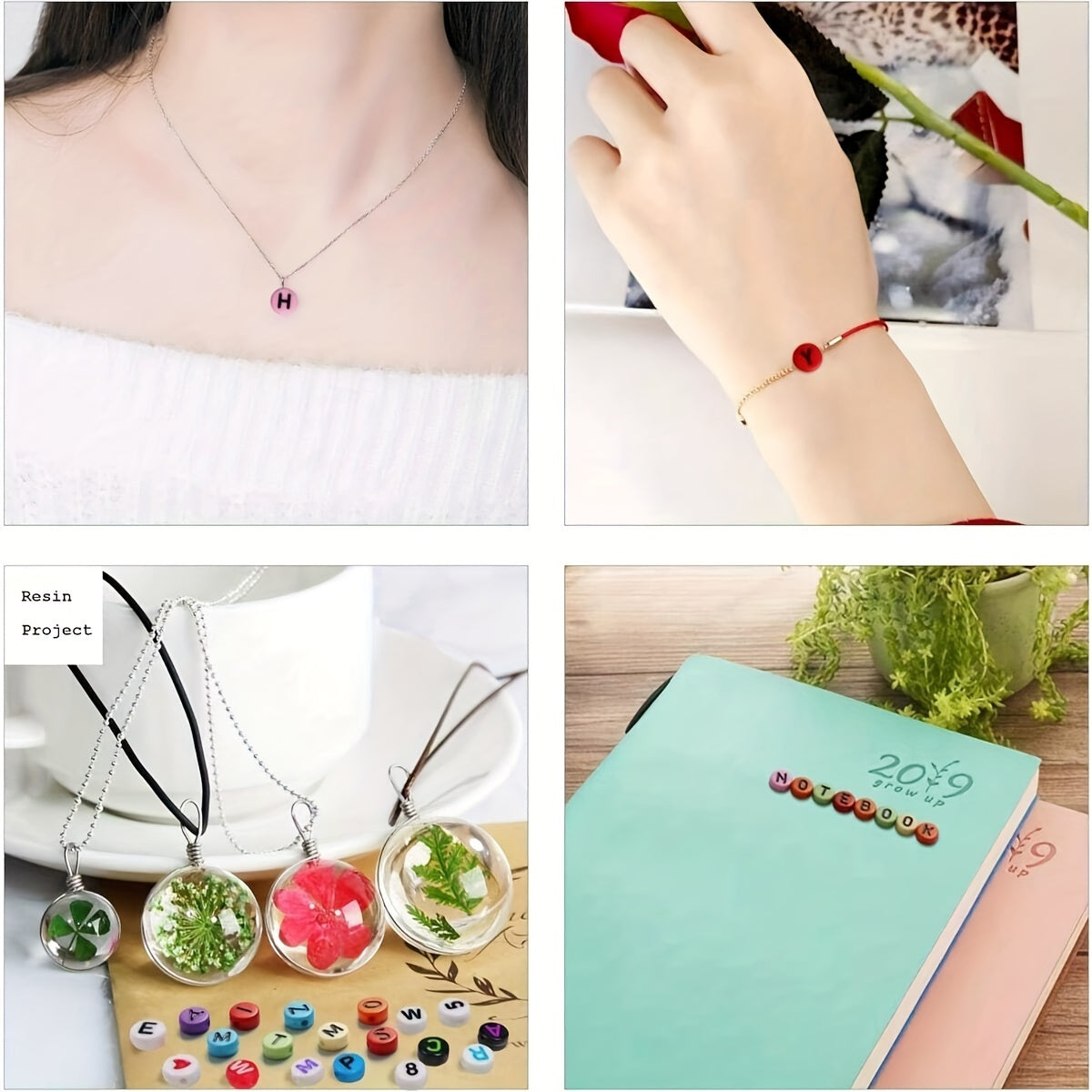 700 Pieces of Round Letter Beads Kit for Jewelry Making in 7 Colors Acrylic Alphabet and Number Beads