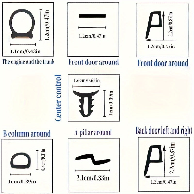 Car Vehicle Door Seal Strip Dustproof Soundproof Weather Stripping Rubber Set