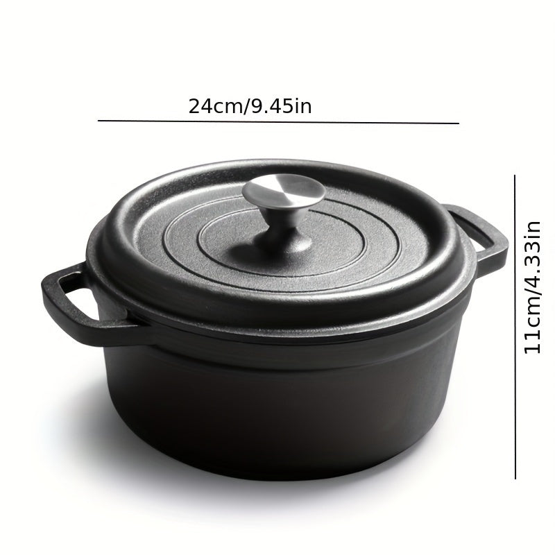 2024-yil uchun yangi: Zamonaviy quyma temir Golland qozoni - Katta o'lcham, qoplamasiz qaynatish qozoni, oson pishirish va xizmat ko'rsatish uchun ikki tutqich bilan jihozlangan