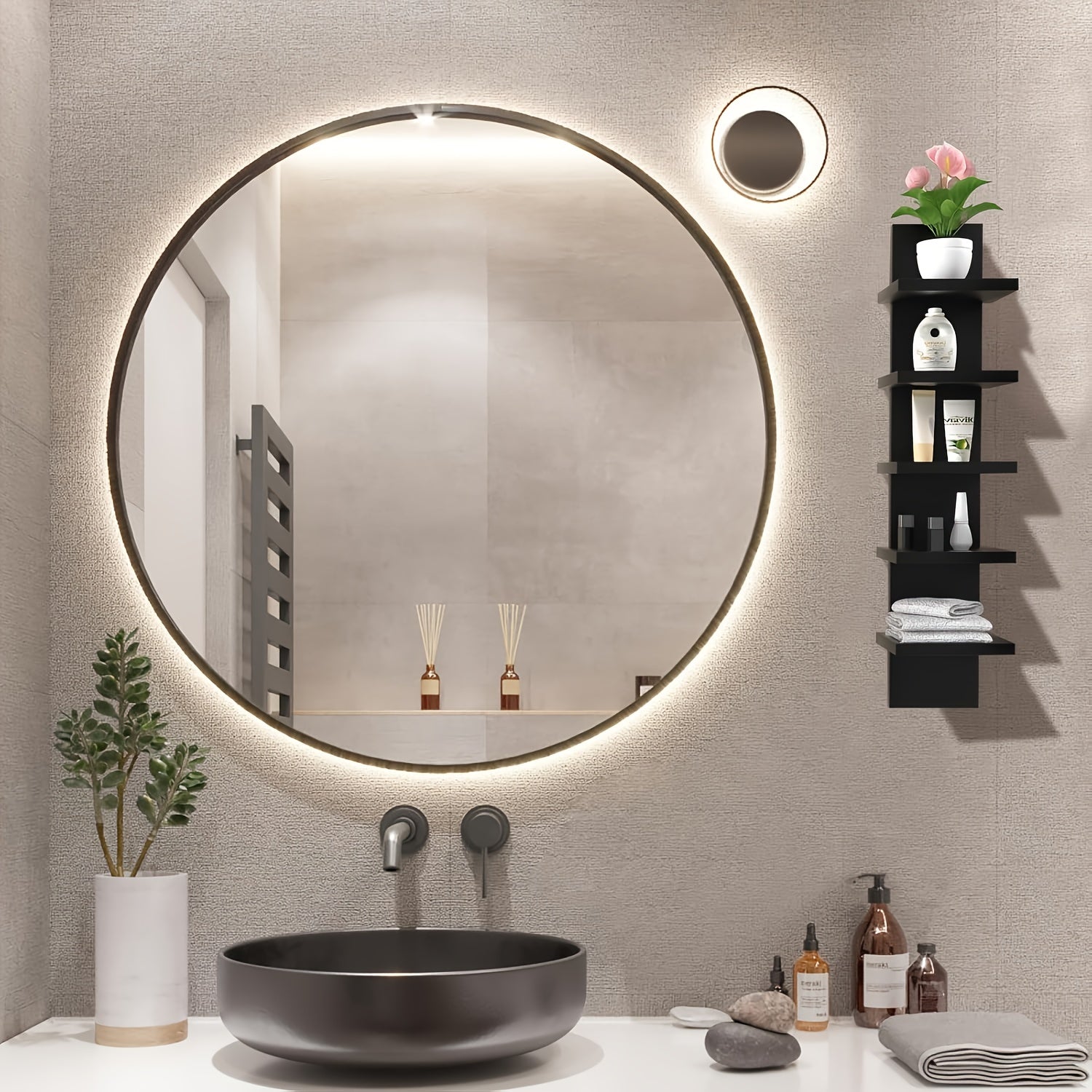 White Wooden Wall Shelf with Five Tiers for Storage and Organization