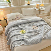 Luxurious Ultra-Soft Snowflake Velvet Throw Blanket for Couch Bed Camping in Love Gray