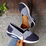 Women's Striped Slip-On Sneakers Low Top All-Season Comfort Shoes
