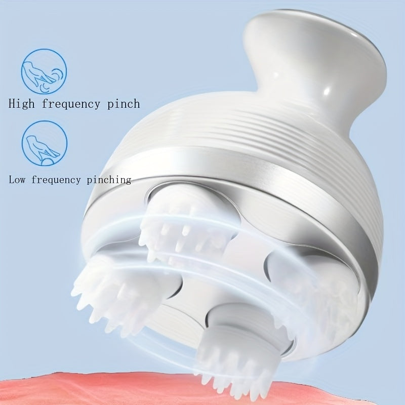 Masajeador eléctrico para cabeza, recargable por USB, relajación del cuero cabelludo, blanco, esférico, portátil, para viajes, regalo