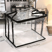 Gran bolsa de almacenamiento de PVC transparente con asas para ropa, juguetes y libros, borde negro