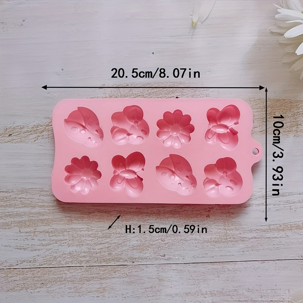 Silicone Mold 8 Cavities Butterfly and Insect Shapes for Cake Decoration and Candy Making