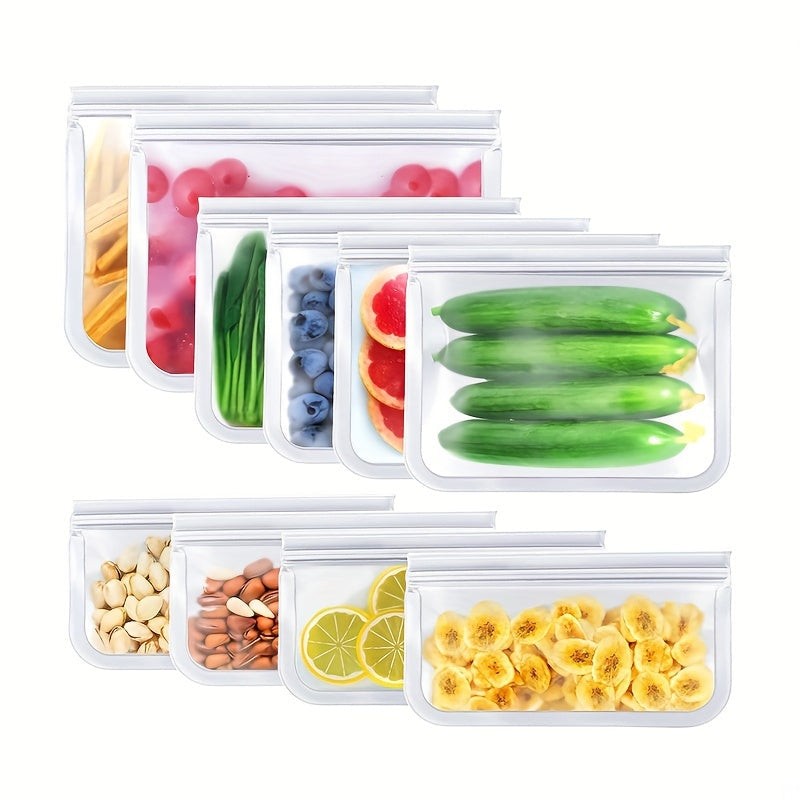 Reusable Silicone and Plastic Free Freezer Bags Set of 10 Leakproof BPA-Free Food Storage Bags for Meat Snacks and Organizing