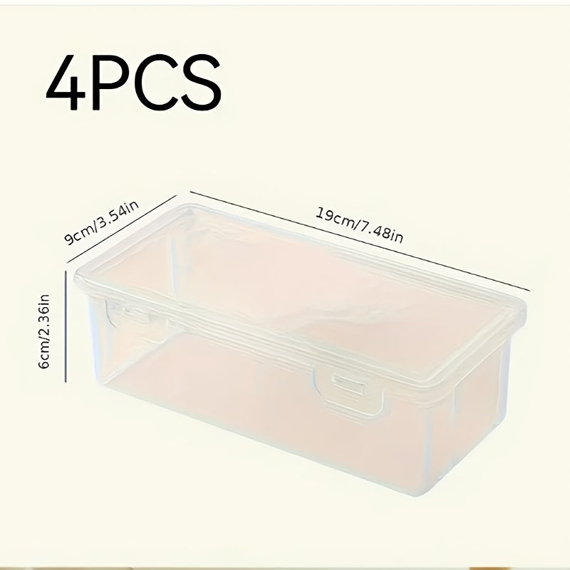 Set of 4 Large Clear Plastic Storage Boxes with Lids for Office and School Supplies