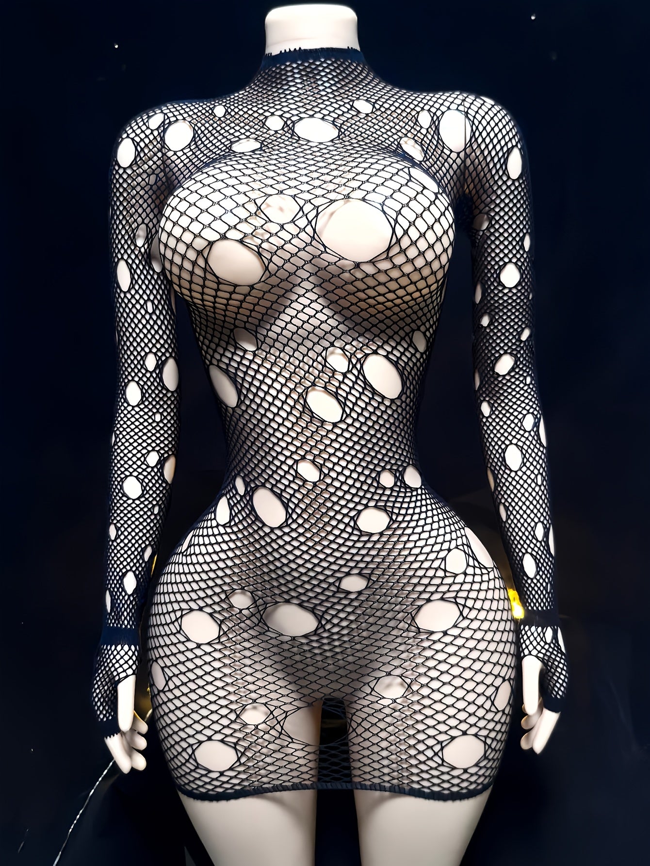 Women's Fishnet Cover Up for Beachwear or Swimsuit Hollow Out Long Sleeve Bodycon