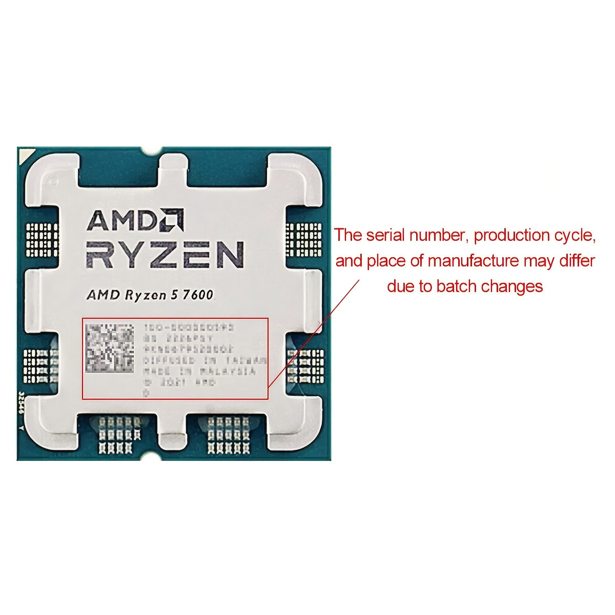 AMD Ryzen 5 7600 Desktop CPU Processor 6-Core 12-Thread Socket AM5 No Fan
