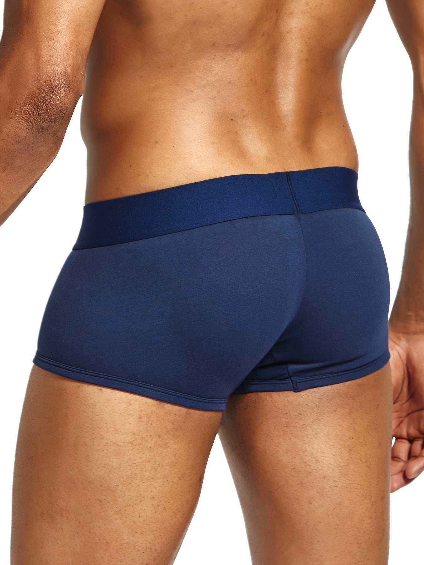 Men's Cotton Boxer Briefs Solid Color Breathable Medium Stretch Knit Underwear