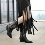 Women’s Western Cowboy Boots Black High Heel Dress Shoes Pointed Toe