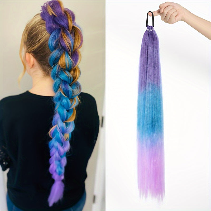 Women's Synthetic Ponytail Extensions 71cm Long Black Hairpiece Elastic Band