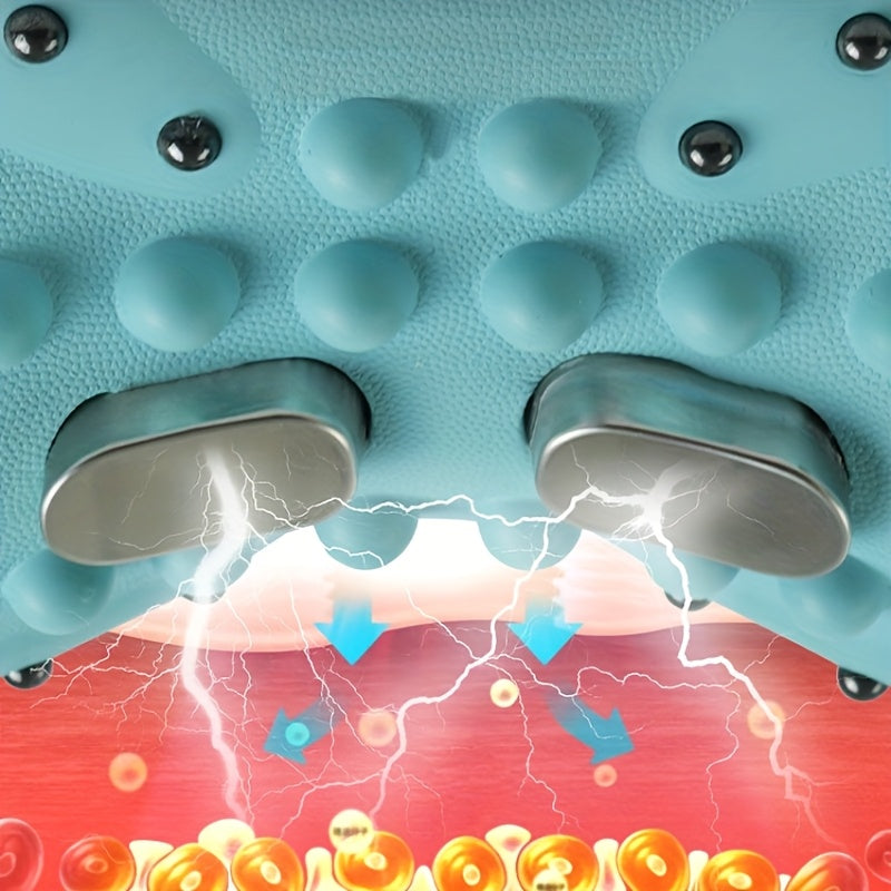 Almohada portátil de masaje para cuello y hombros en color teal con control remoto, recargable por USB