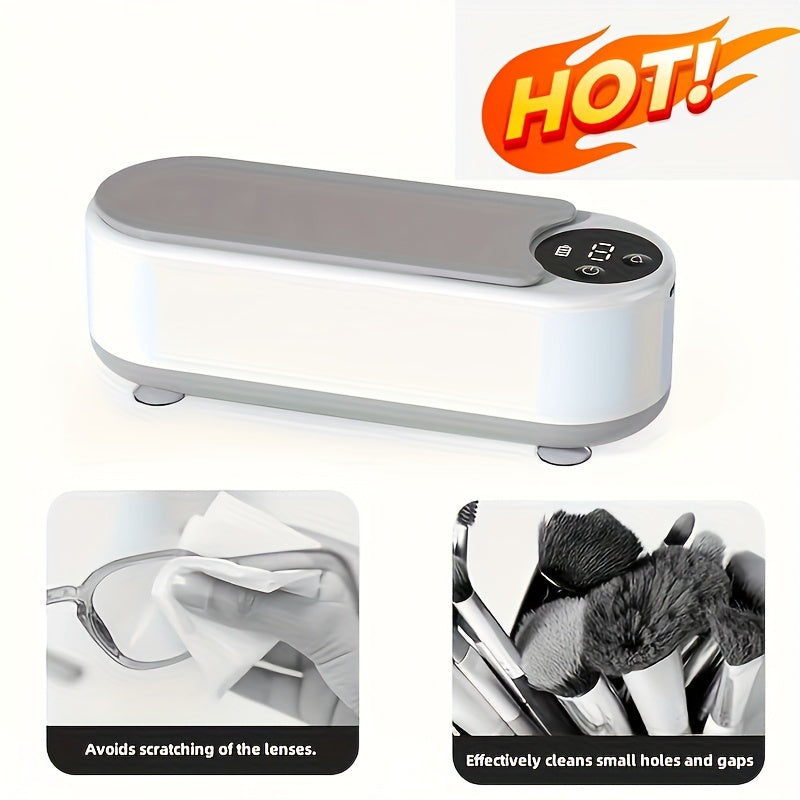 USB Rechargeable Deep Cleaning Machine for Glasses Jewelry Watches Portable Vibration Cleaner White Gray