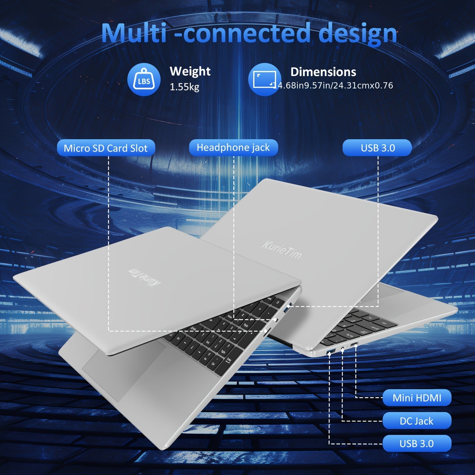 Laptop with 16GB DDR4 RAM 512GB SSD 15.6 Inch FHD IPS Touch Screen