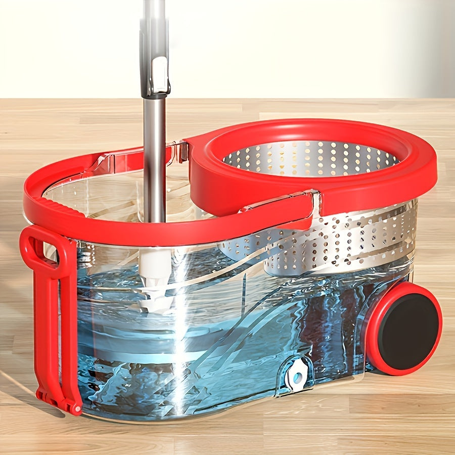 Uydagi yashash xonasi, oshxona va hammom uchun uchta mopa boshli zanglamaydigan po'latdan yasalgan qo'lni ishlatmaydigan aylanuvchi mop chelak to'plami