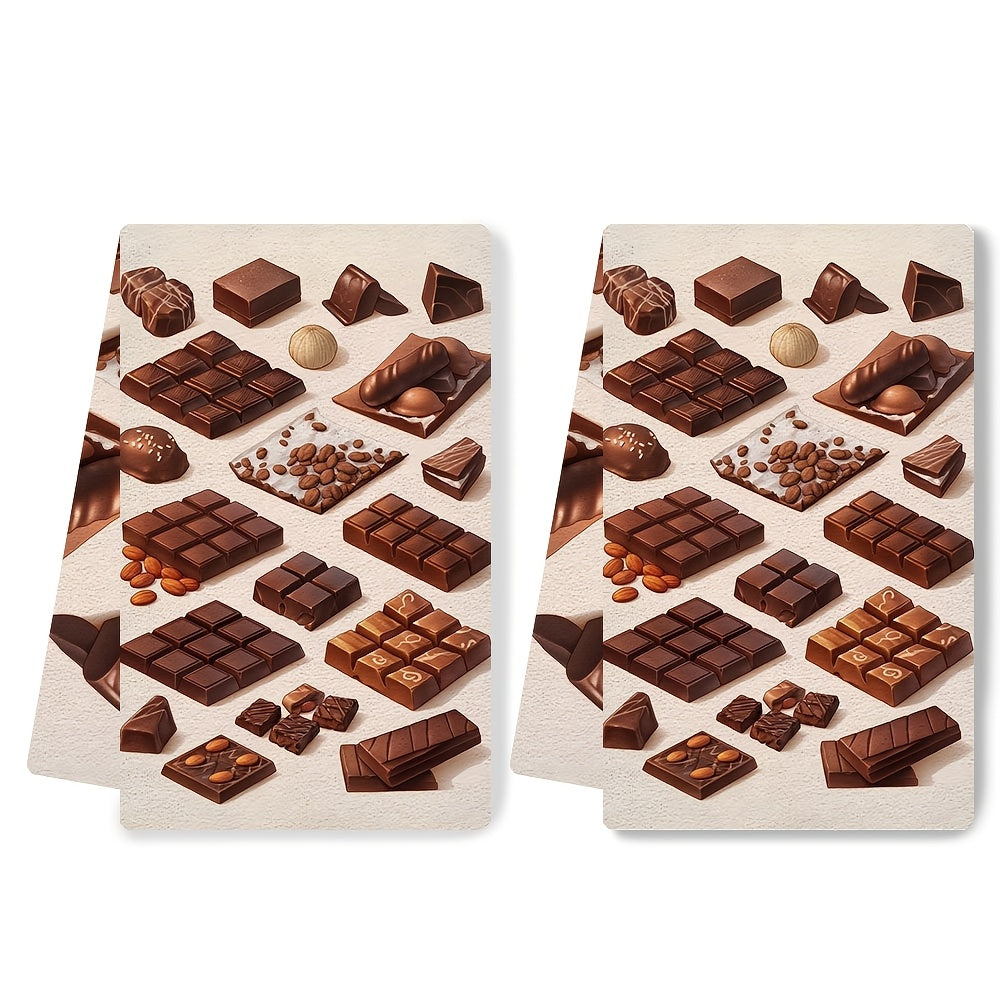Set of 2 Ultra Soft Kitchen Towels and Gourmet Chocolate Bars 16x24 Inches