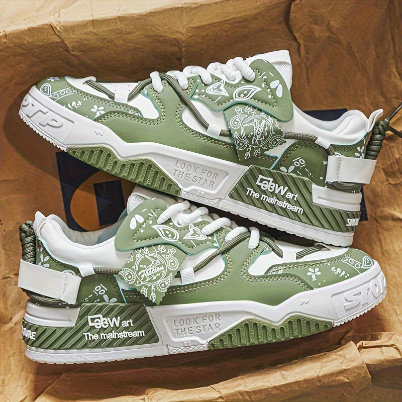 Men's Casual Skateboard Sneakers for Outdoor Sports and Parties Flat Height-Increasing Design