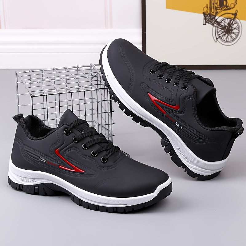 Men's Black Faux Slip-On Winter Sneakers Waterproof Casual Sports Low Top Round Toe