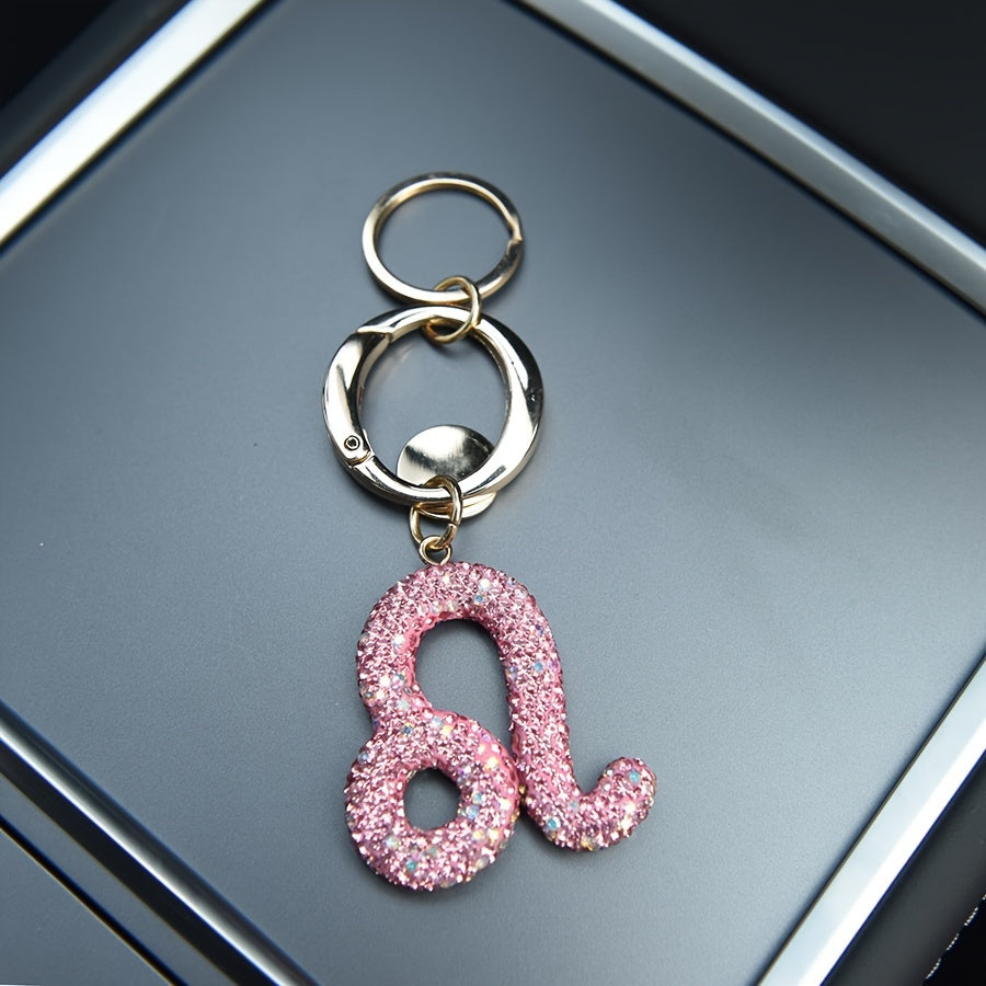 Llavero de resina rosa y metal con cristales para bolsos y mochilas