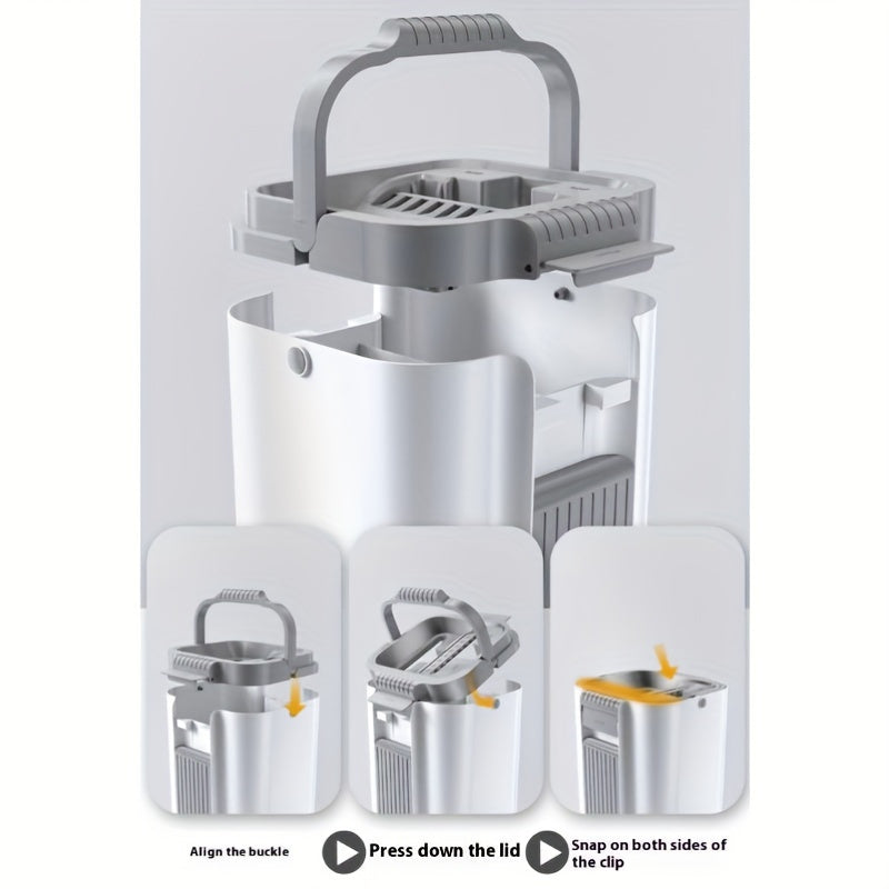 Thickened Lazy Mop Set with Bucket for Wet Dry Cleaning Stainless Steel Handle