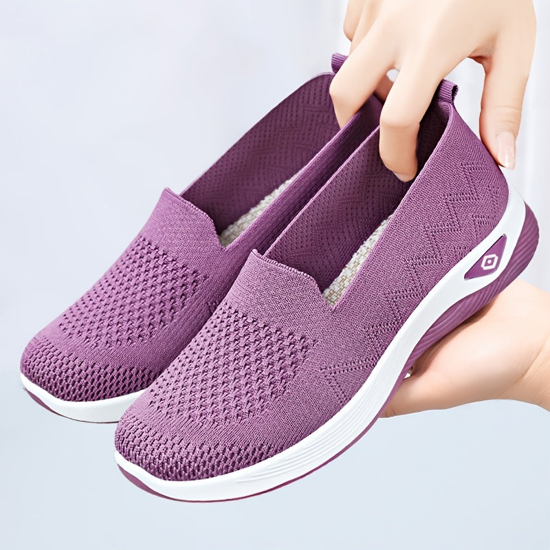 Women's Breathable Knitted Flat Shoes Comfortable Soft Sole Durable for Walking