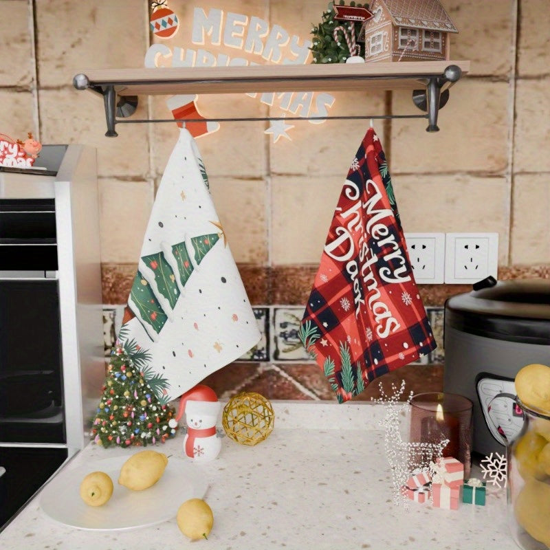 2-Piece Kitchen Towel Set 45.72x66.04cm Soft Winter Holiday Tea Christmas