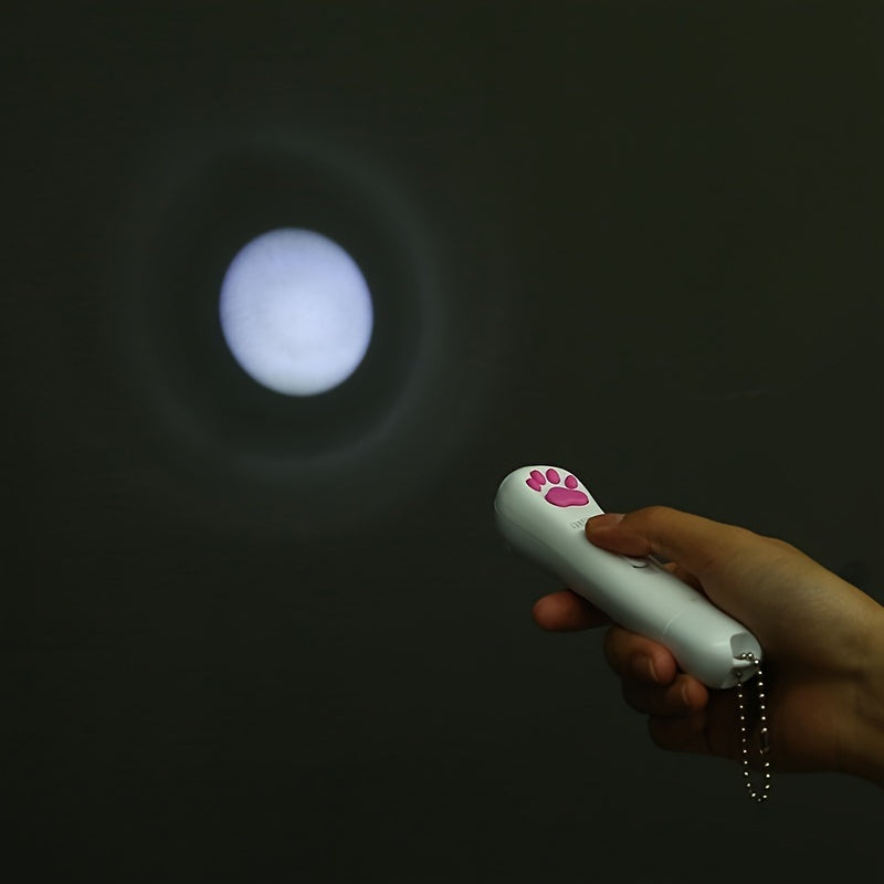 Interactive Cat Teaser Wand with Multi-Pattern Projection Light USB Rechargeable Plastic Toy