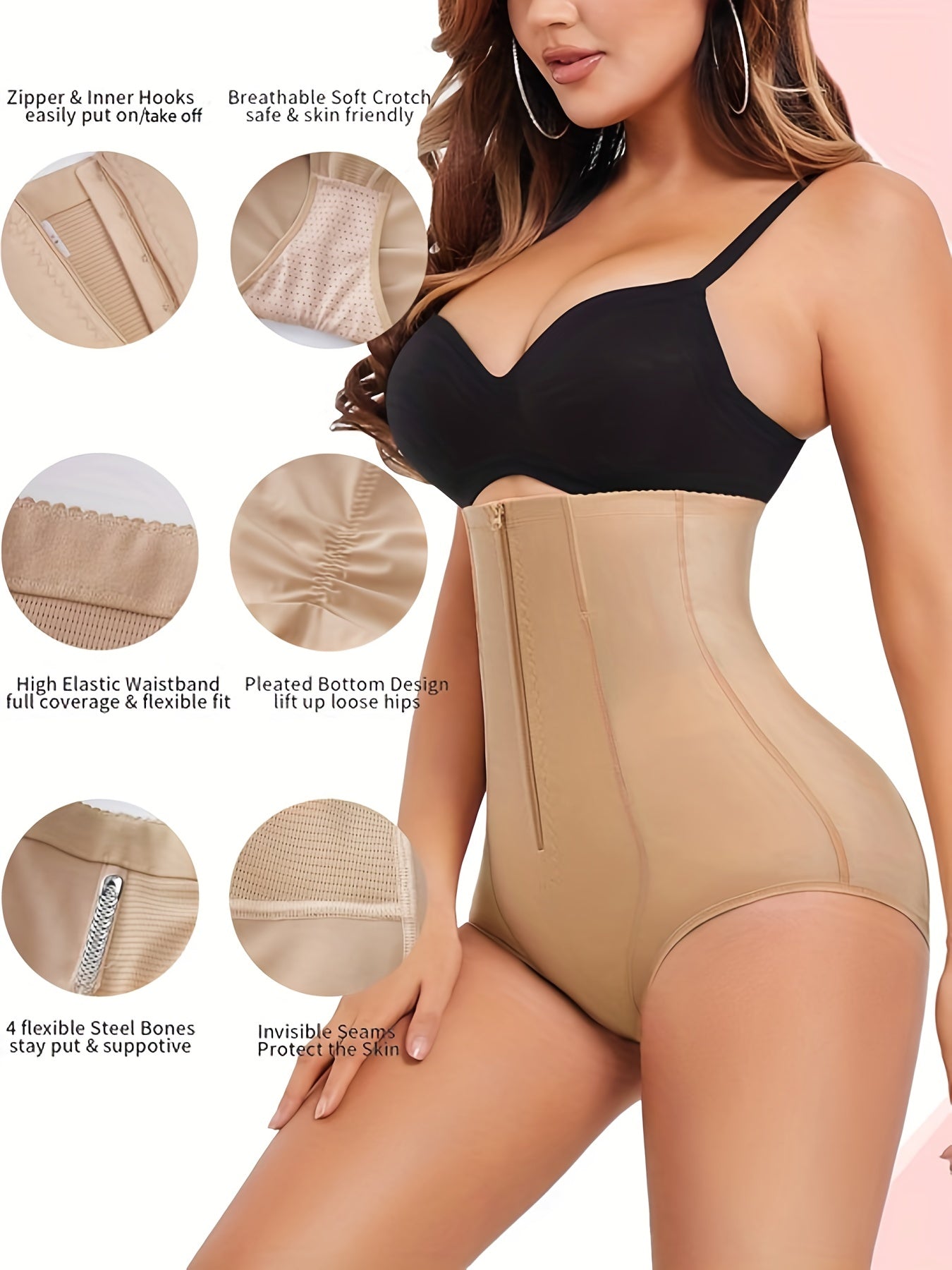 Women's Tummy Control Shaping Panties Butt Lifter Seamless Shapewear Solid Color