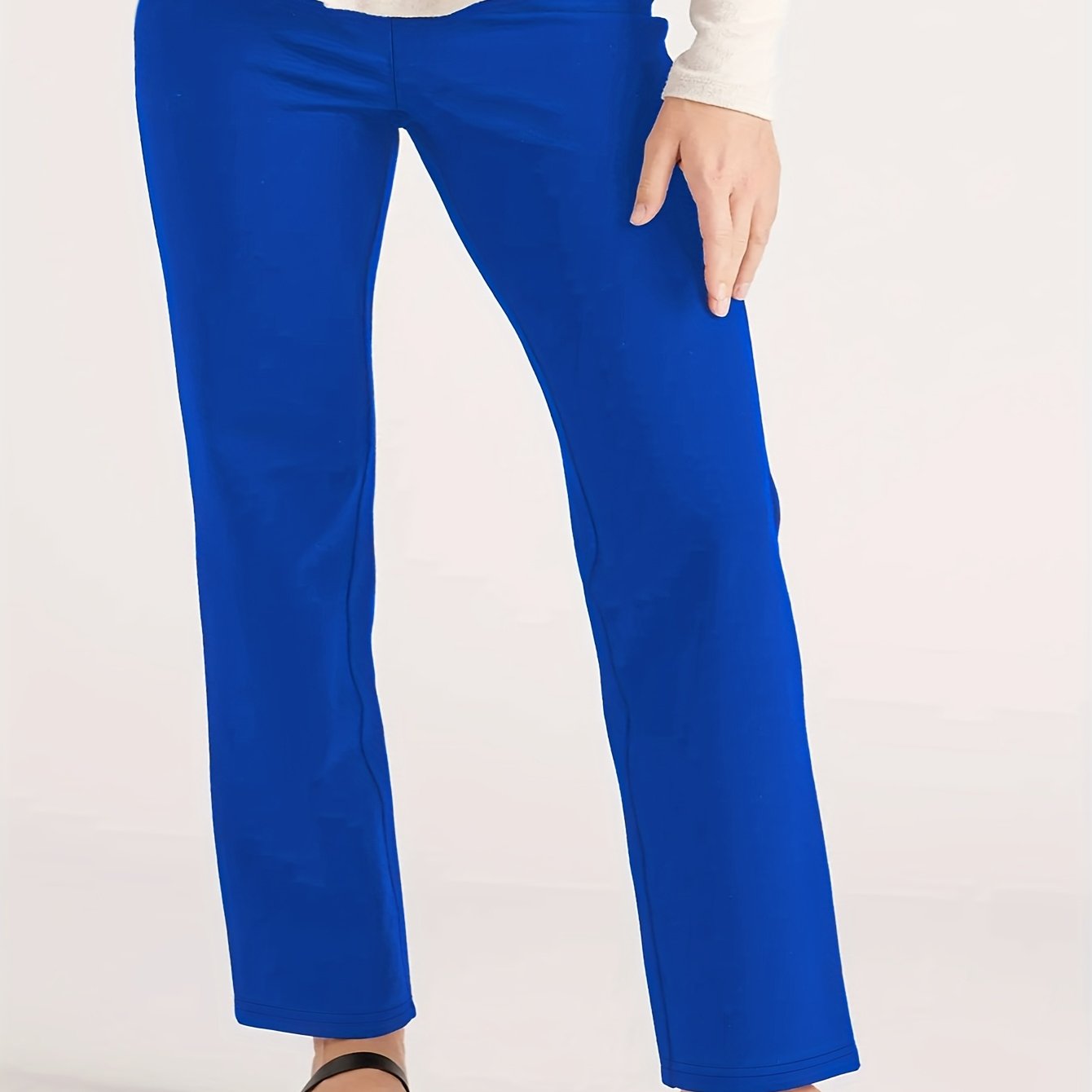 Plus Size Elastic Straight Leg Pants Womens Plus Size Cotton Casual Trousers