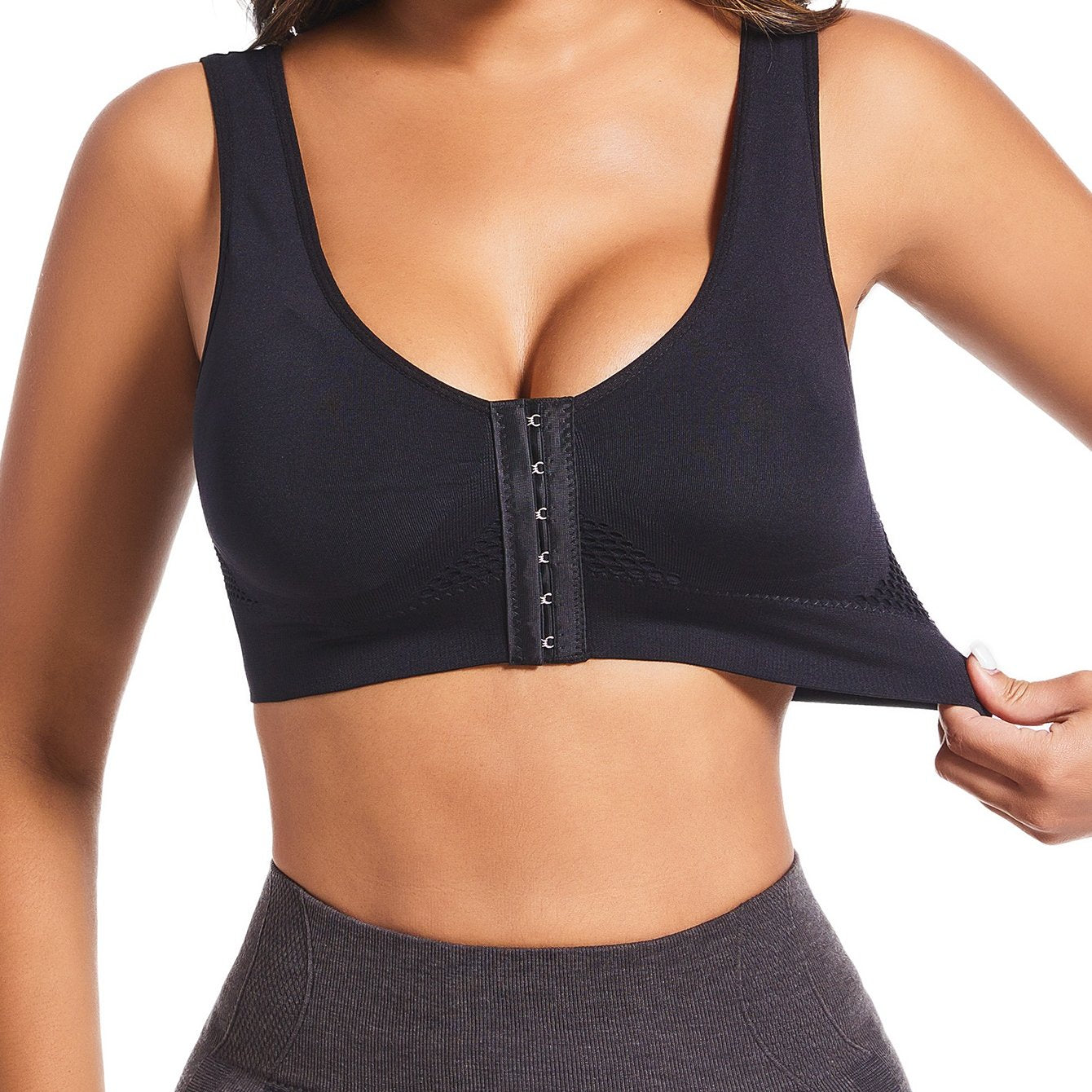 Women’s Plus Size Sports Bra V-Neck Sleeveless Breathable Mesh Support