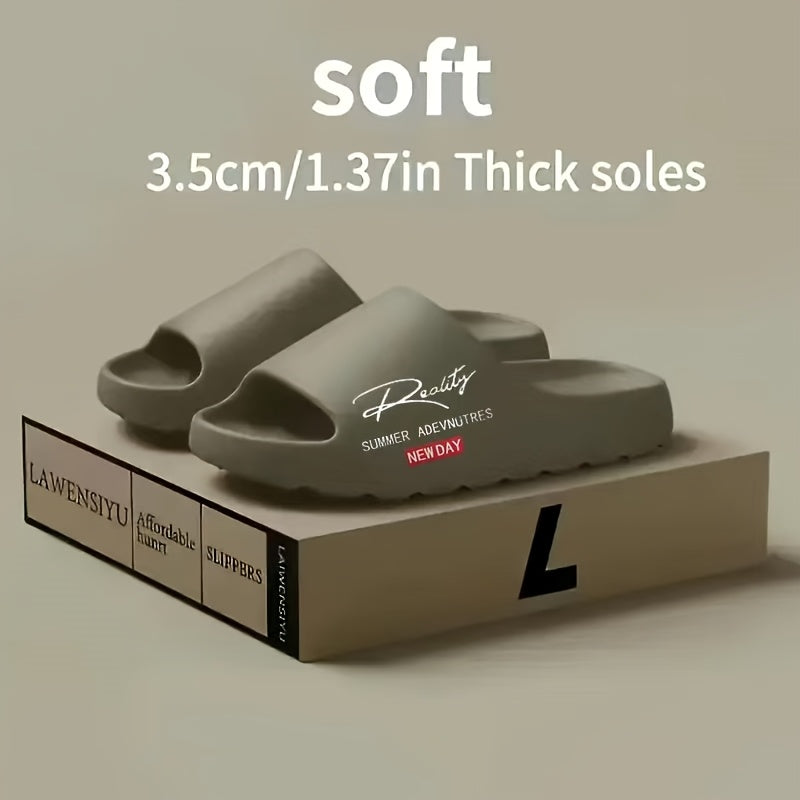 Unisex Thick Soft Indoor Outdoor Slippers with Textured Sole Black White Brown