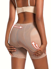 Women Mesh Shaping Shorts Tummy Control Butt Lifting Knit Fabric Solid