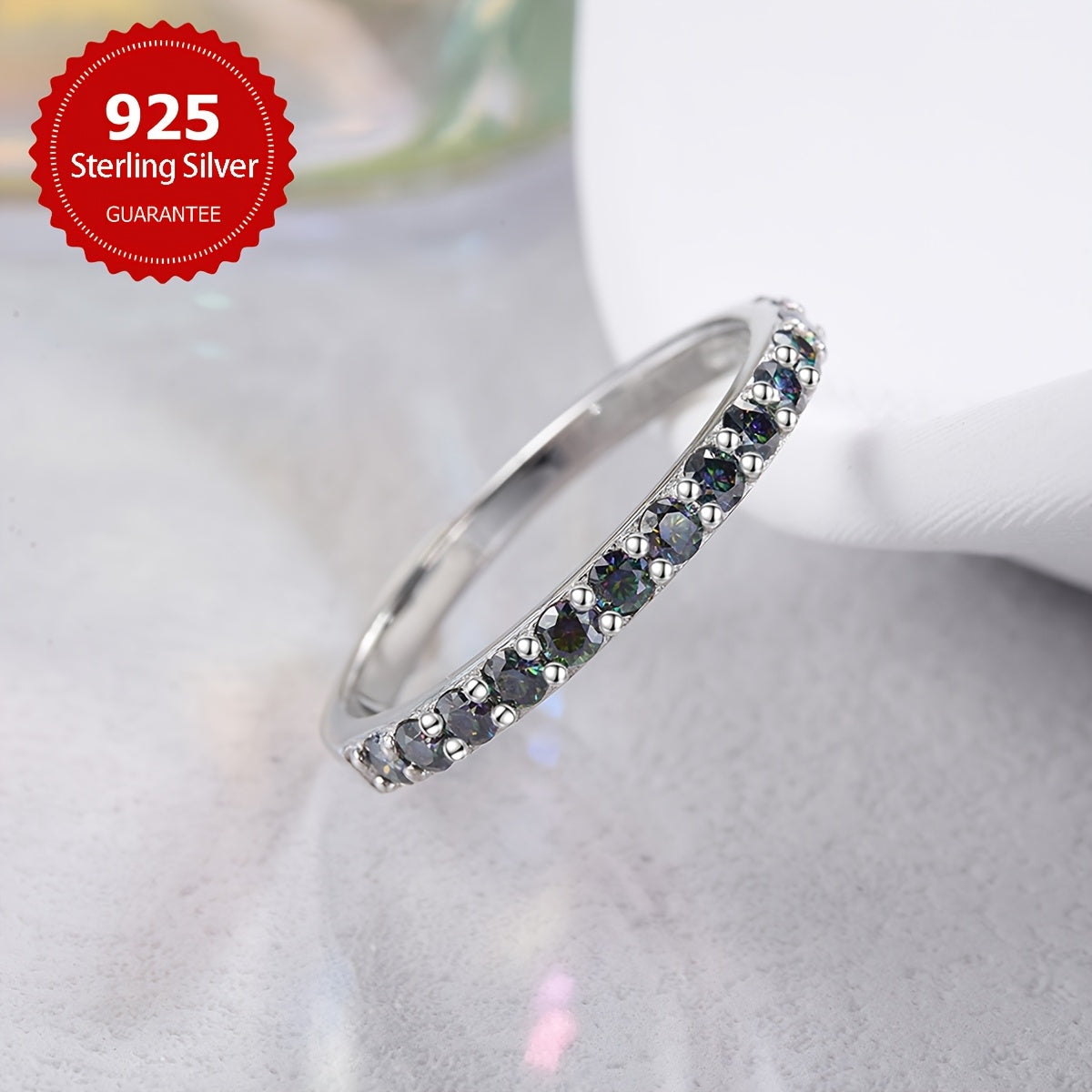 Sterling Silver Moissanite Eternity Ring for Women Wedding Anniversary Gift