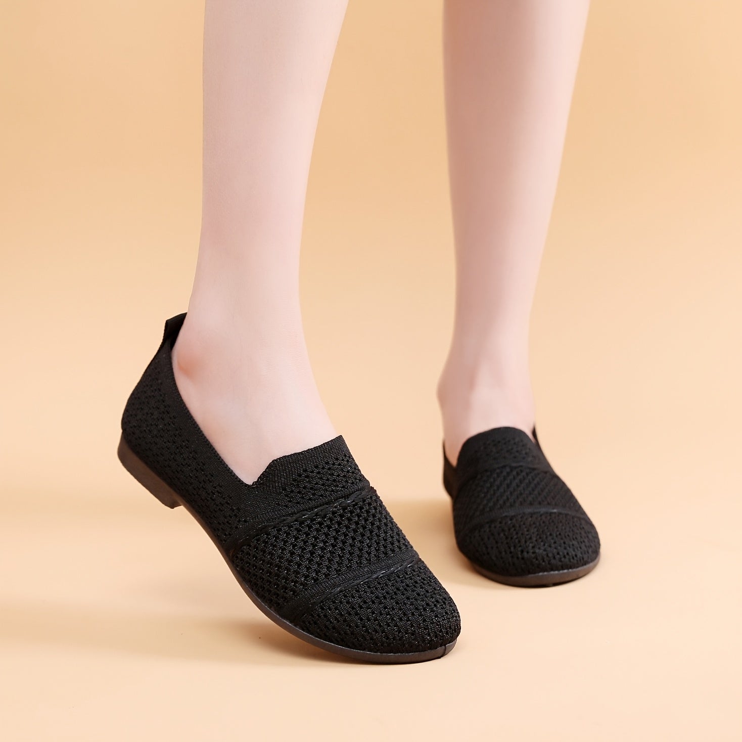 Women's Knit Mesh Slip-On Casual Shoes Lightweight Breathable Flats