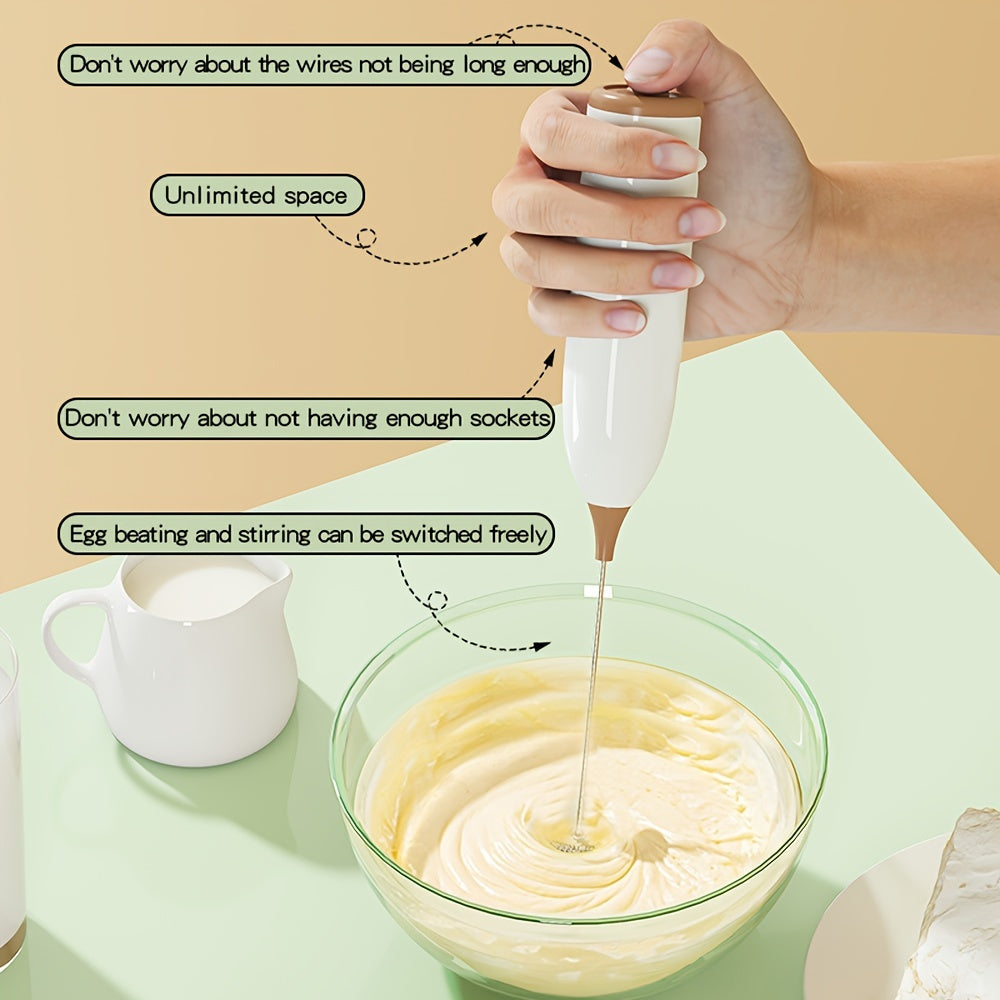 Electric Milk Frother Battery Operated Stainless Steel for Frothy Coffee Drinks